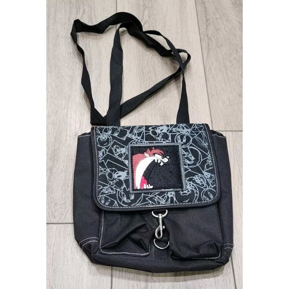 Looney Tunes TAZ Tasmanian Devil Black Small Crossbody Bag Vintage 1996